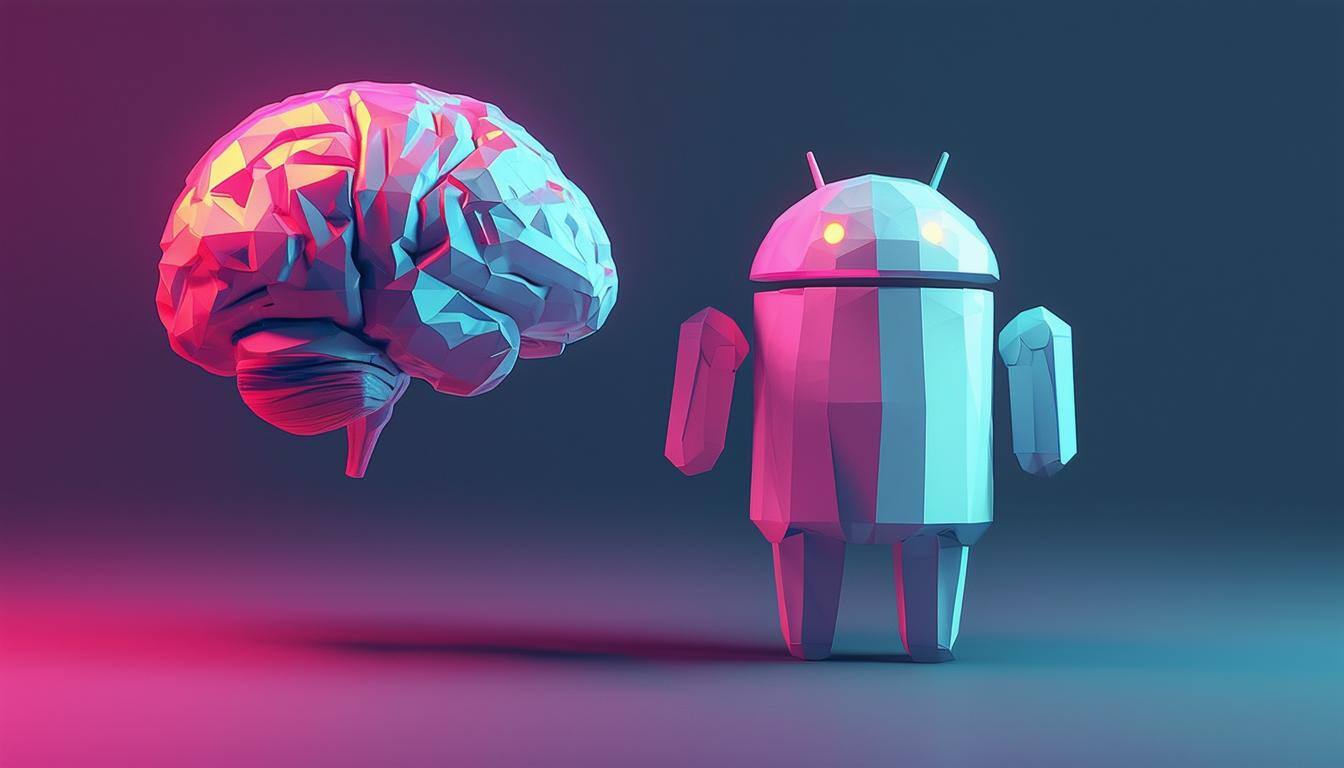 a brain with a jackpack on in next to an android robot